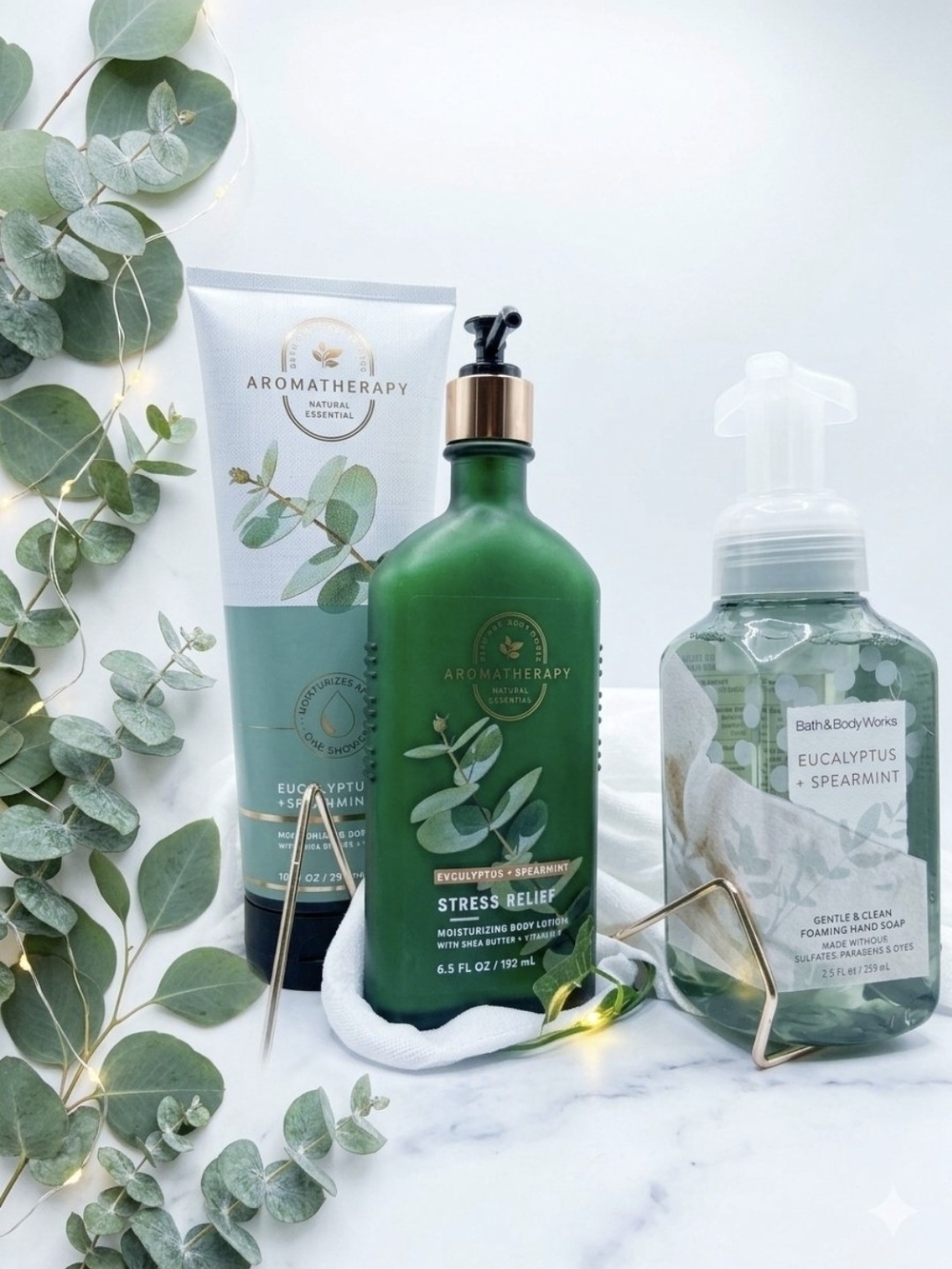 Bath & Body Works Aromatherapy Eucalyptus Spearmint 3-Piece Bundle - NEW